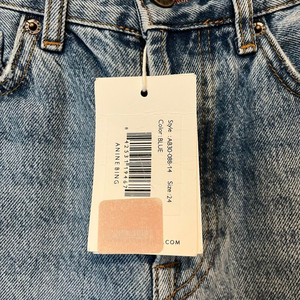 Anine Bing Light Blue Distressed Cropped Jeans - Picture 6 of 8